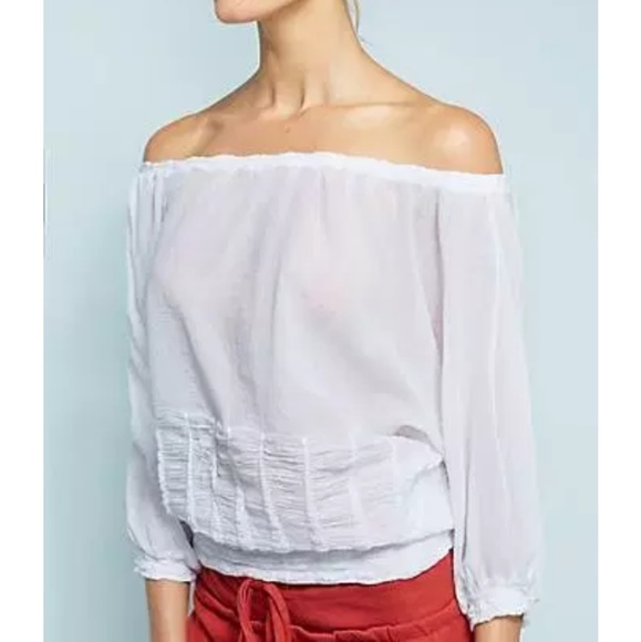 Wolven for Anthropologie Smocked Bubble Top - Picture 3 of 6